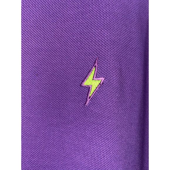 Jared Lang Knit Polo Shirt Purple Pima Cotton Lightning Bolt Embroidery Size XL - Picture 4 of 6